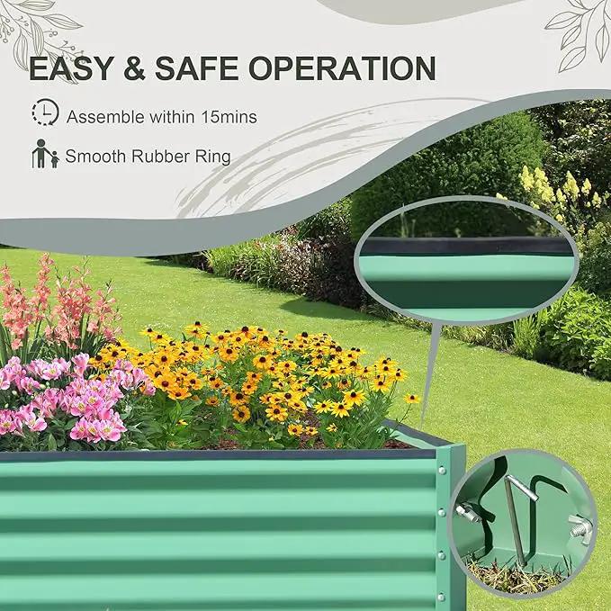 Domi Galvanized Raised Garden Bed, 6x3x1Ft Thickening Metal Planter Box for Vegetables Bottomless for Backyard Outdoor, 1" Deep w/ 128 Gallon Capacity - Green by GreenHaven Gardens