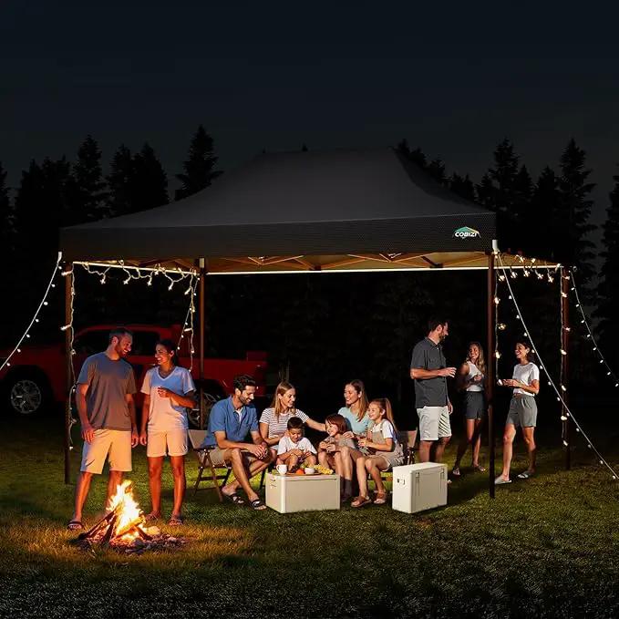 COBIZI 10x15 Pop Up Canopy Tent Heavy Duty Without Sidewall, Commercial Outdoor Easy Pop Up Gazebo for Party Wedding All Weather Waterproof UV 50+ with Roller Bag(Leg Upgraded),Black by GreenHaven Gardens