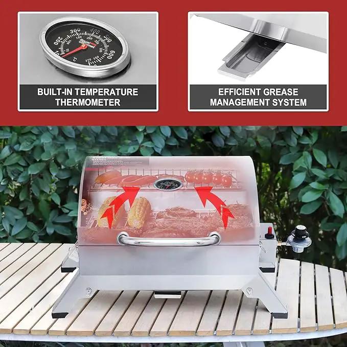 Royal Gourmet GT1001 Stainless Steel Portable Grill, 10000 BTU BBQ Tabletop Gas Grill with Folding Legs and Lockable Lid, Outdoor Camping, Deck and Tailgating, Silver by GreenHaven Gardens