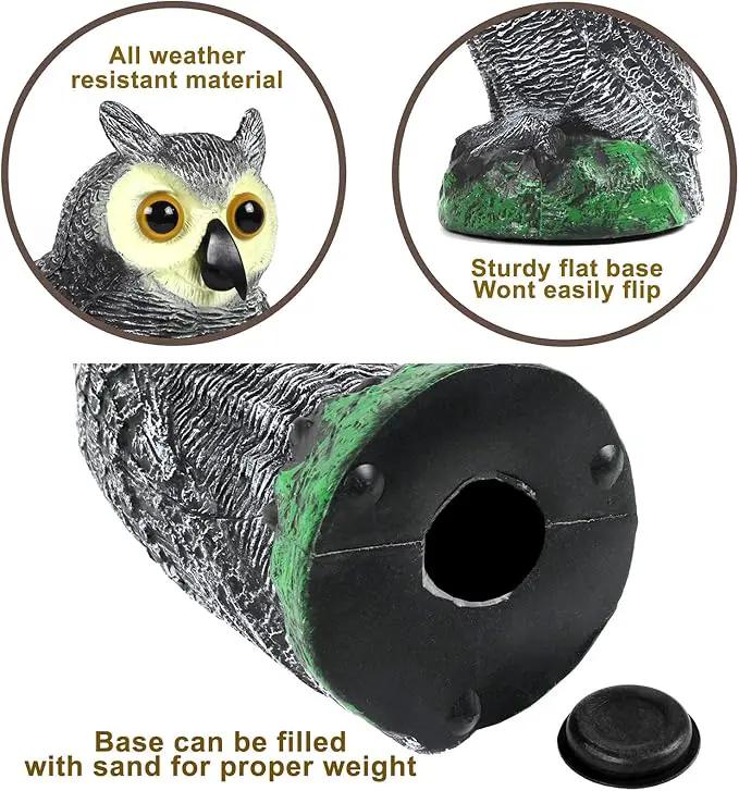 Galashield Owl Decoy | Plastic Owls to Scare Birds Away | Owl Statue for Garden & Outdoors - Pack of 3 by GreenHaven Gardens