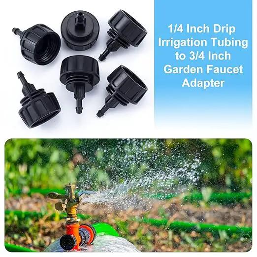 PAGOW Drip Irrigation Kit, 1/4 inch Fittings, Hose Adapter, Garden, Lawn, Black (6pcs Connector, 6 Washer) by GreenHaven Gardens