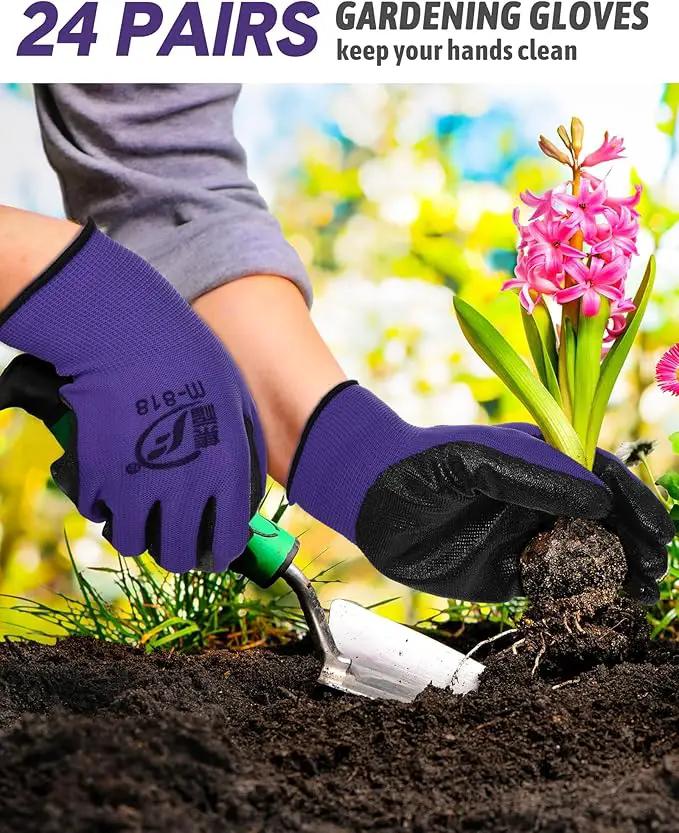 Nuogo 24 Pairs Gardening Gloves for Men Women Rubber Coated Landscaping Work Gloves Safety Work Construction by GreenHaven Gardens