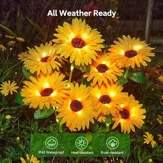 WdtPro 4 Pack Solar Lights Outdoor Garden Decor, Upgraded Outdoor Solar Garden Lights with 16 Glowing Daisy Flowers & Stems, Waterproof Auto ON/Off Solar Flowers Lights for Outside Garden Yard Patio by GreenHaven Gardens