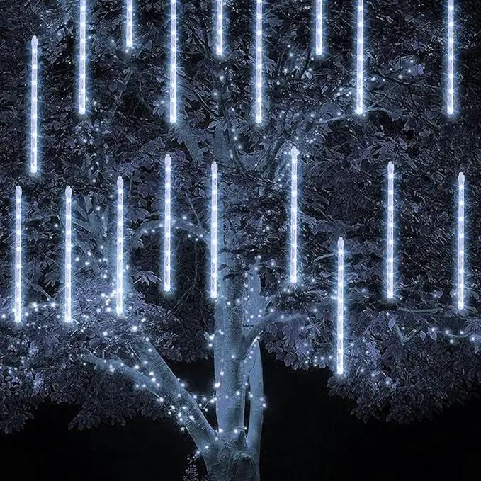 TW SHINE Christmas Meteor Shower Lights Outdoor, 864 LED 12" 24 Tubes Waterproof Christmas Lights Outdoor Plug in, Snow Falling Rain Icicle Xmas Lights Decorations, White by GreenHaven Gardens