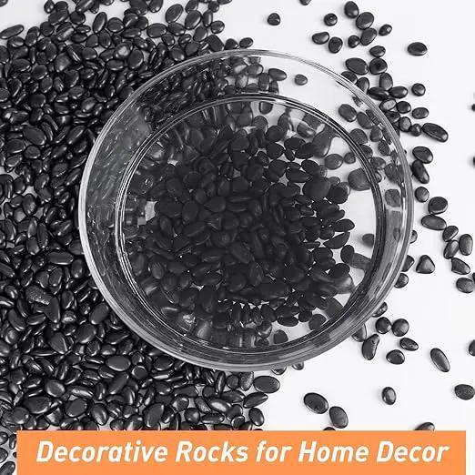 5 lbs Black Pebbles for Indoor Plants, Succulent, Bamboo, Vase, 3/8" Plant Rocks for Pots Indoor, Small River Rocks Decorative Pea Gravel, Highly Polished by GreenHaven Gardens