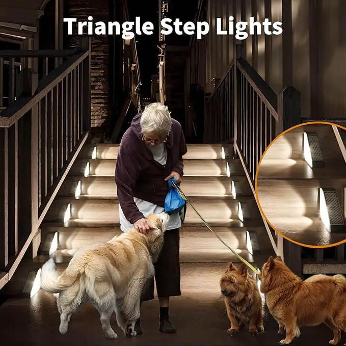 KINKAI 6 Pack Solar Stair Lights, Outdoor Triangle Step Light Waterproof Deck Lighting for Outside, Step Front Door Porch Yard Patio Decor (White Light) by GreenHaven Gardens
