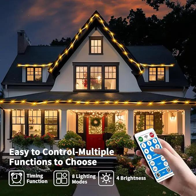 Solar Rope Lights Waterproof 39FT 100LEDs,High Capacity Rechargeable Battery,Dual Charging,Outdoor String Light,Remote-Control,for Pathway Patio Garden Palm Tree Christmas (Brighter - Warm White) by GreenHaven Gardens
