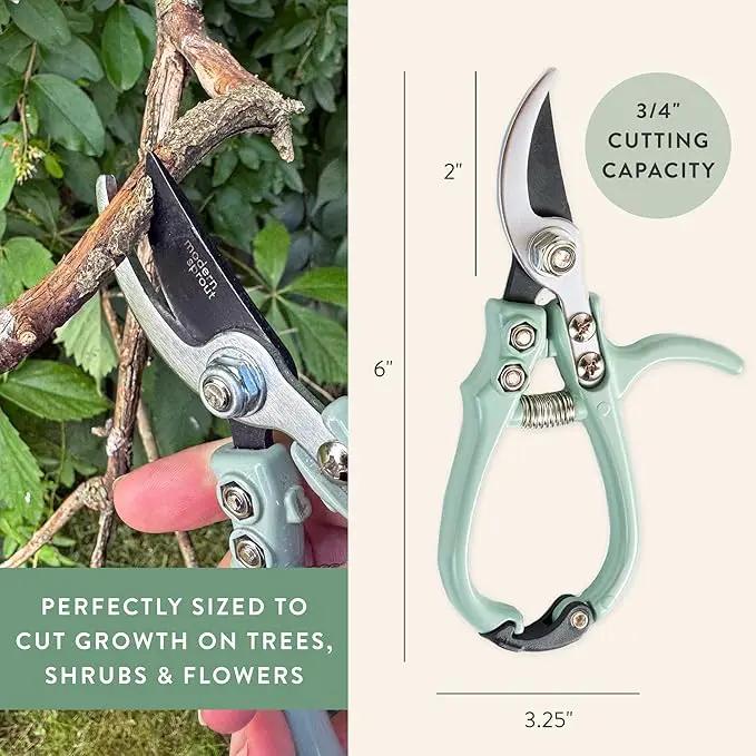 Modern Sprout Hand Pruners - Lightweight Pruning Shears W/Easy Lock- Gardening Scissors - Bypass Sharp Carbon Steel Blade - Rust Resistant - Garden Tools - Reusable Holster - Chartreuse by GreenHaven Gardens