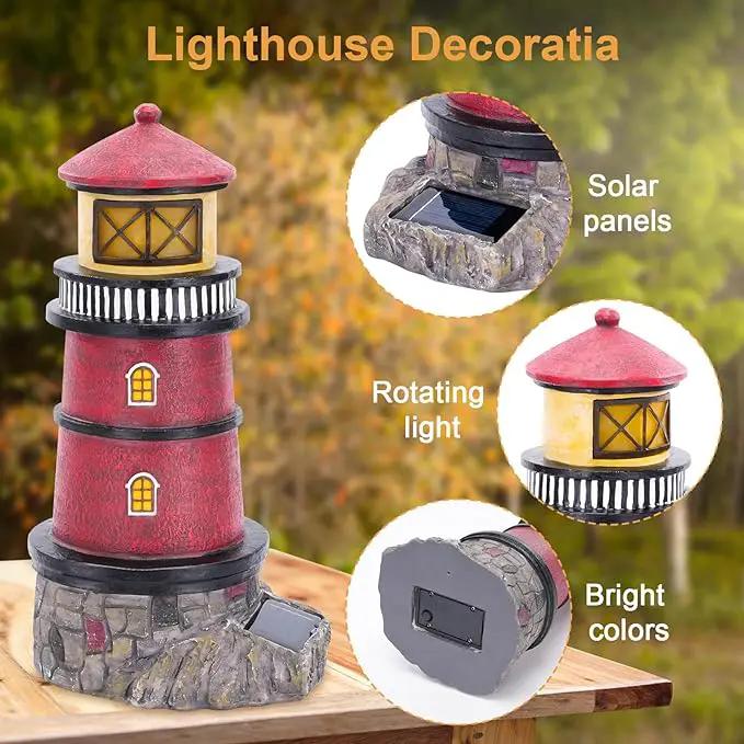 Solar Powered Lighthouse,Village Christmas Decor,Christmas Village Building Waterproof Statue Lighthouse Lamp for Yard Lawn Patio Gifts by GreenHaven Gardens