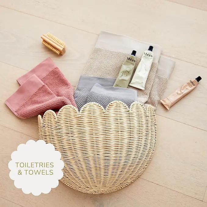 BEBE BASK Scalloped Wicker Wall Basket - The Original - Hand Woven Basket - Scalloped Décor Wall Hanging Baskets -16" x 10" x 7"In - Hanging Wall Basket (Natural) by GreenHaven Gardens