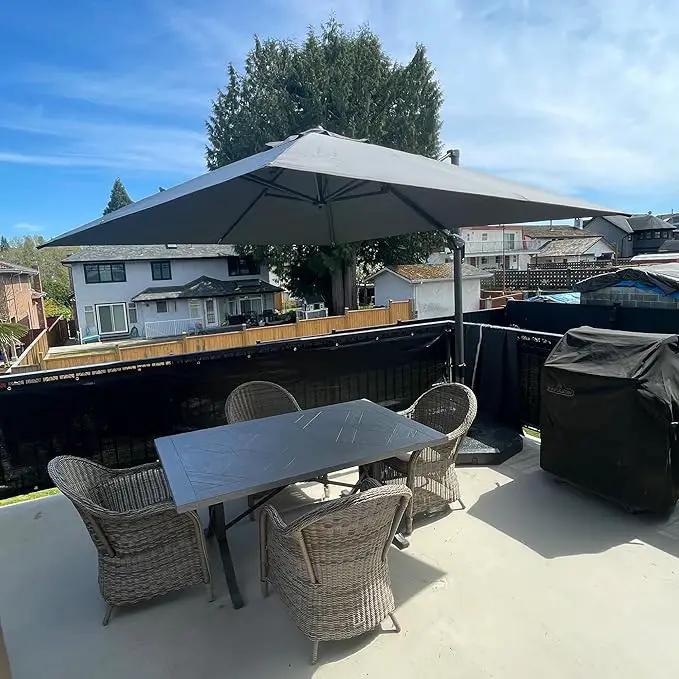 PURPLE LEAF 9 Feet Patio Umbrella with Base Outdoor Cantilever Square Umbrella Aluminum Offset Umbrella with 360-degree Rotation for Garden Deck Pool Patio Light Grey by GreenHaven Gardens