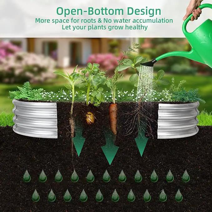 6x3x1ft Thickening Galvanized Raised Garden Bed, Planter Box for Outdoor, Oval Larger Space Garden Bed Planter for Herbs, Vegetables, Fruits by GreenHaven Gardens