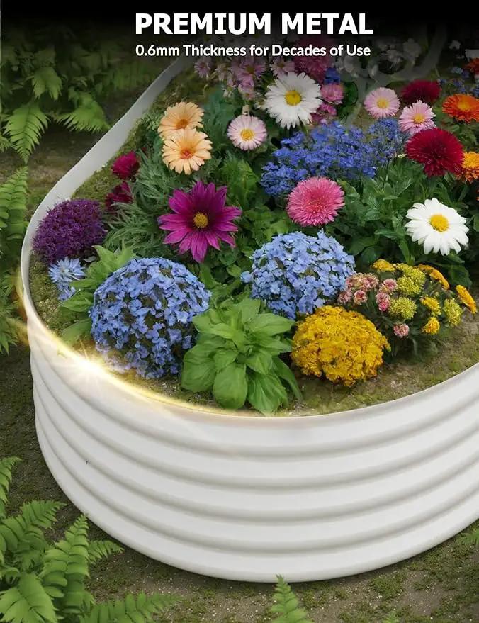 2 Pcs Raised Garden Beds Outdoor 8x4x1.5ft - Galvanized Steel Planter Box for Vegetables, Flowers, Rust-Resistant Garden Box, Easy Assembly Raised Beds, Durable Planters for Outdoor Plants, Beige by GreenHaven Gardens