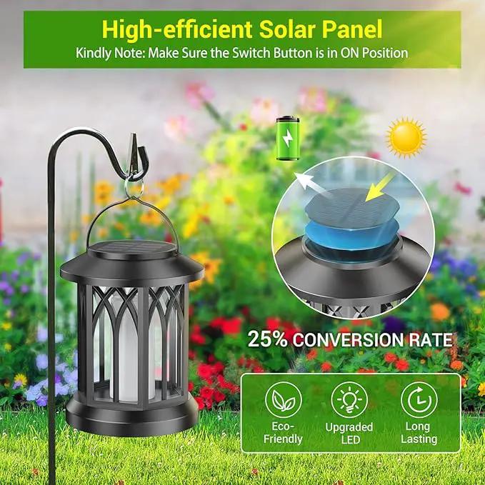 KOOPER 4 Pack Solar Lantern Outdoor Lights, Upgraded Flickering Flame Solar Lanterns Lights Outdoor Waterproof, Hanging Outdoor Solar Lanterns Lights, Solar Powered Lanterns for Yard Garden Decor by GreenHaven Gardens