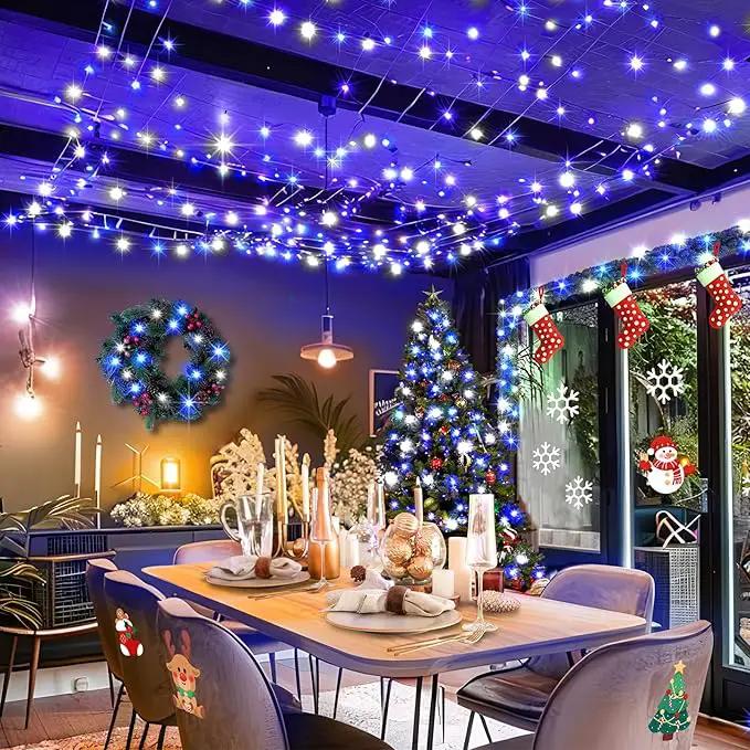 KNONEW Outdoor Christmas Lights 500 LED 197ft String Lights 8 Modes & Memory Fairy Light Plug in Waterproof LED String Lights for Xmas Yard Tree Wedding Party (Blue and White) by GreenHaven Gardens