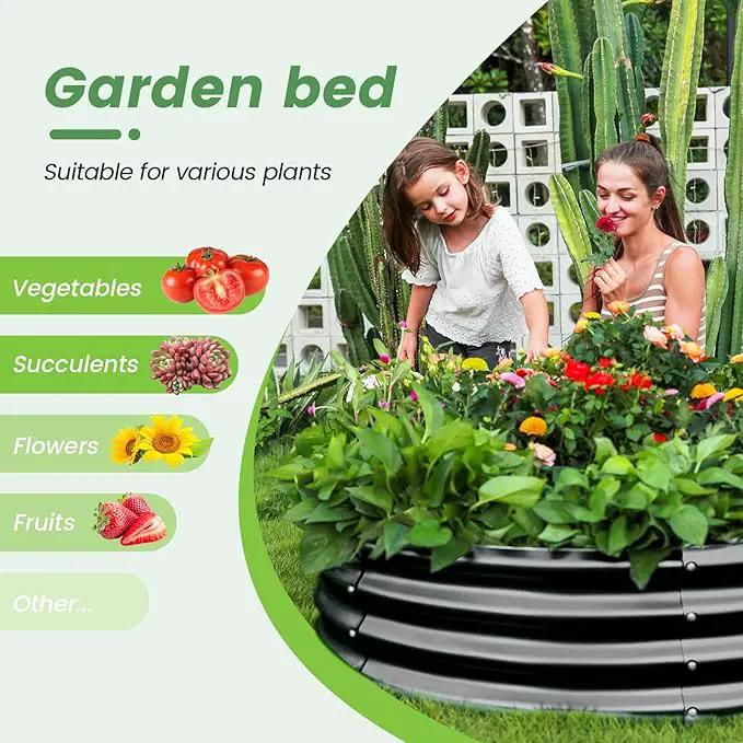 Land Guard 3×3×1ft Galvanized Raised Garden Bed Kit, Round Galvanized Planter Raised Garden Boxes Outdoor, Large Metal Raised Garden Beds for Vegetables, Grey by GreenHaven Gardens