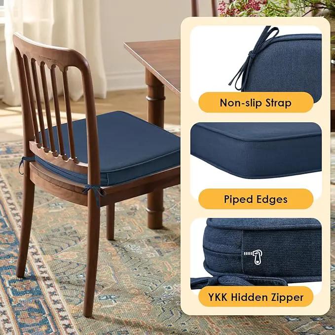 Outdoor Sunbrella Round Corner Seat Cushion, 17"x16"x2", Set of 4, Non Slip Seat Cushion Pads with Removable Cover for Patio Furniture, Garden Yard Lawn, Specrtum Indigo by GreenHaven Gardens