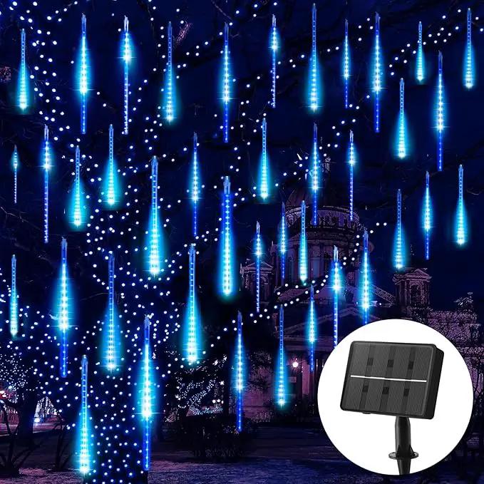 Solar Meteor Shower Lights Outdoor - 576 LED Rain Drop Lights with 16 Tubes, 16 Inches - Solar Powered Christmas Decorations for Tree Bushes Holiday Party Christmas Decor, Blue by GreenHaven Gardens