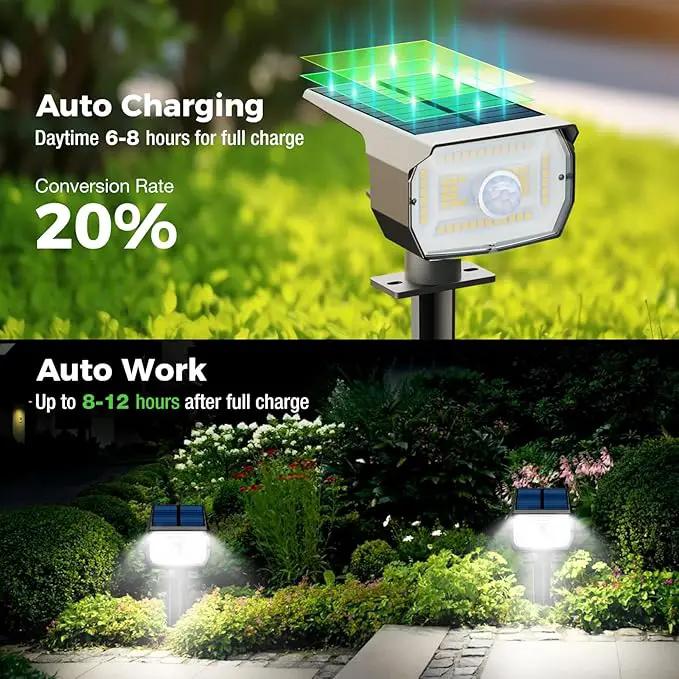 nipify Solar Lights Outdoor Waterproof, Motion Sensor Spot Lights- 4 Pack/56 LED/3 Modes Solar Powered Spotlights 2-in-1 Auto On/Off Landscape Lighting for Outside Yard Wall Garden, Cool White by GreenHaven Gardens