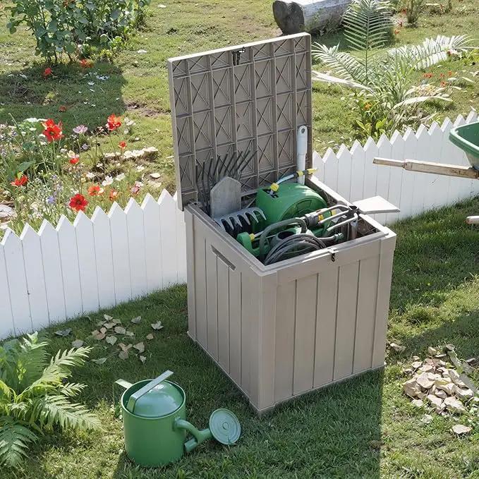 50 Gallon Resin Deck Box, Lockable Outdoor Storage Box for Patio Cushions Storage Furniture,Garden Tools, Pool Supplies, Weatherproof and UV Resistant (Grey) by GreenHaven Gardens