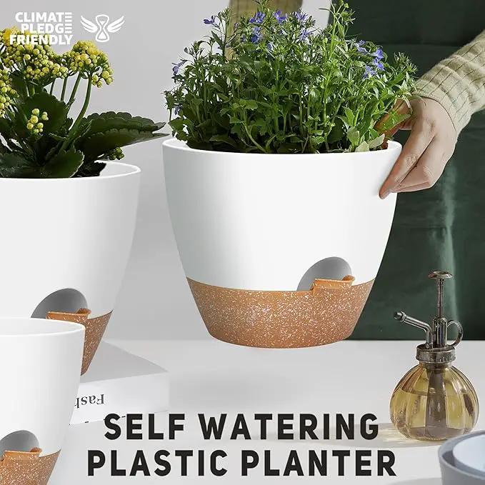 12" 10" 9" Large Self Watering Plant Pots, 3 Pack Flower Pots Planters with Multi Mesh Drainage Holes for Indoor Outdoor Garden Plants and Flowers. by GreenHaven Gardens