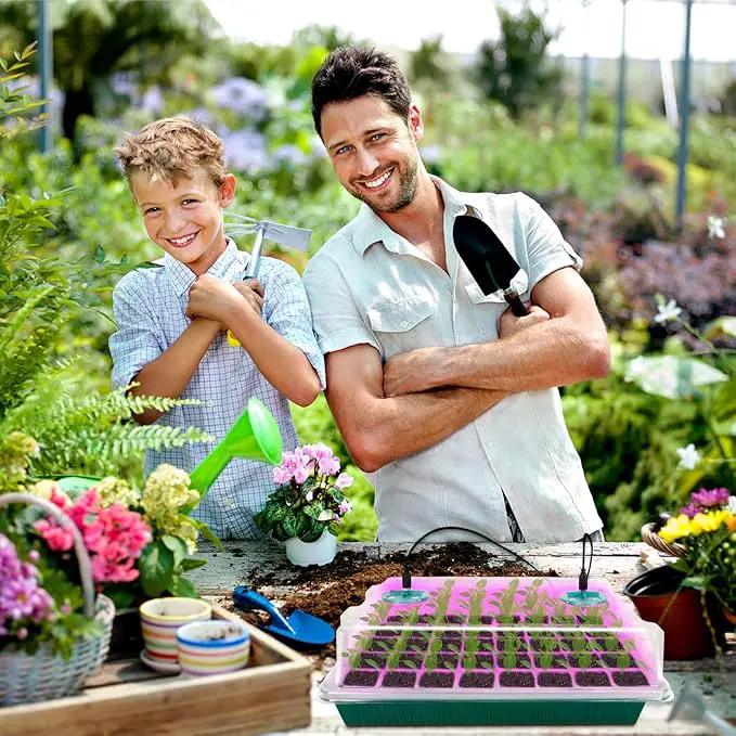 ZYP 2 PCS Seed Starter Kit with Grow Light, 80 Cells Seed Starter Tray for Indoor Planting,Germination Kit for Seed Starting Trays with Humidity Dome and Base by GreenHaven Gardens
