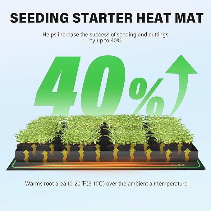 iPower 10" x 20" Durable Waterproof Seeding Heat Mat with Digital Thermometer for Providing Reliable Warmth for Indoor hydroponic Plant Germination by GreenHaven Gardens