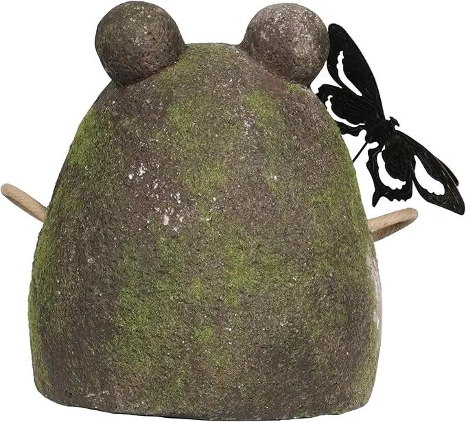 Alpine Corporation MCC836 Indoor/Outdoor Frog with Butterfly Garden Statue, Playful Frog Statue for Yard, 20" H, Green by GreenHaven Gardens