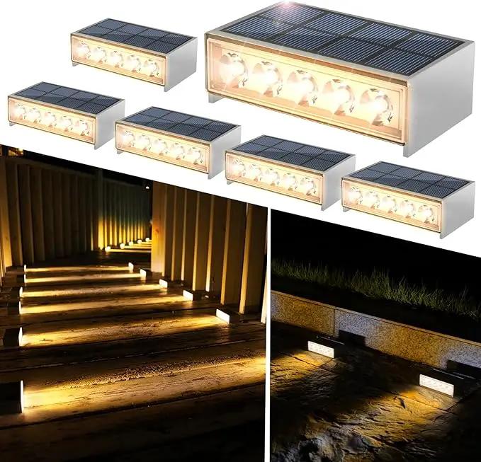 T-SUN Solar Step Light 3000K Solar Stair Lights Outdoor Waterproof LED Step Lights for Outside Stair Deck Pathway Patio Porch Warm White 6 Pack by GreenHaven Gardens