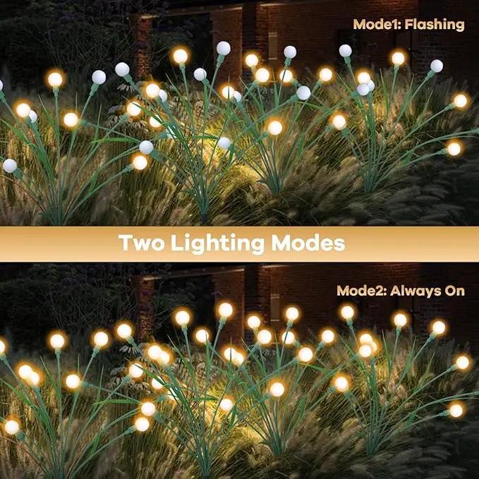4 Packs Solar Garden Lights, New Upgraded Leaf Design 40 LED Solar Firefly Lights, Waterproof Solar Landscape In-Ground Path Lights Outdoor Decorations for Patio Yard Garden, Warm White by GreenHaven Gardens