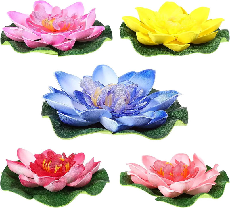Artificial Floating Lotus Flower Water Lily Pads EVA Lotus Flower Water Lily Pads Leaves 5pcs for Pond Decoration by GreenHaven Gardens