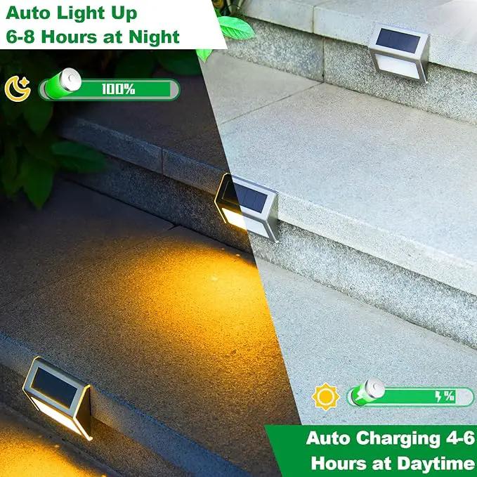JSOT 12 Pack Solar Lights Outdoor Waterproof for Stairs Decor, Solar Deck Lights Stainless Steel Step Fence Patio Post Wall Lamp for Garden Pathway Walkway LED Lamp Light [Warm Light] by GreenHaven Gardens