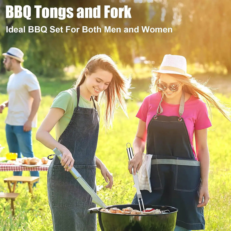 ROMANTICIST 27pcs Heavy Duty Grilling Gifts for Men Dad Fathers Day, Extra Thick BBQ Accessories Tools Set, Stainless Steel Grill Utensils Kit with Meat Claws, Carrying Bag for Outdoor Camping Silver by GreenHaven Gardens