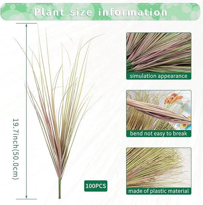 100Pcs Artificial Grass Plants, Faux Shrubs Wheat Grass, Artificial Tall Grasses Fake Plants for Outdoor Decor,Artificial Greenery Stems Weed for Room Indoor Home Decor（Light Purple） by GreenHaven Gardens