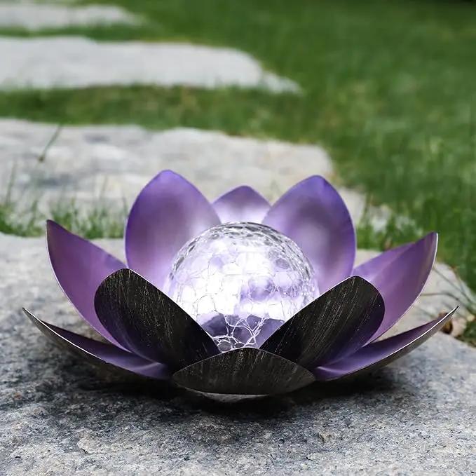 Solar Light Outdoor, Metal Glass Decorative Waterproof Garden Light LED Solar Flower Lights for Patio, Lawn,Walkway,Tabletop,Ground (Purple) by GreenHaven Gardens