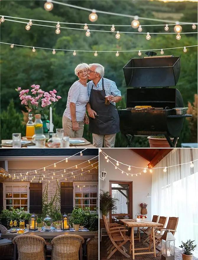 Brightown 60 Feet LED Outdoor String Lights with Shatterproof G40 Edison Bulbs, Connectable and Weatherproof Strand, Commercial Grade Patio Lights for Backyard Garden Patio Decorative, White by GreenHaven Gardens