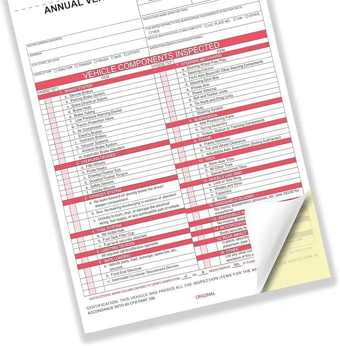 Annual Vehicle Inspection Report (30Pc Red 2+3-Ply Carbonless) by GreenHaven Gardens