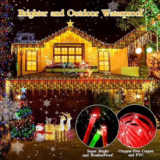 480 LED 49FT Christmas Lights Plug in 8 Modes with Timer Dimmable Christmas Decorations Outdoor Waterproof Indoor Curtain String Lights for Roof Porch Garden Holiday Wedding Party Decor Red + Green by GreenHaven Gardens