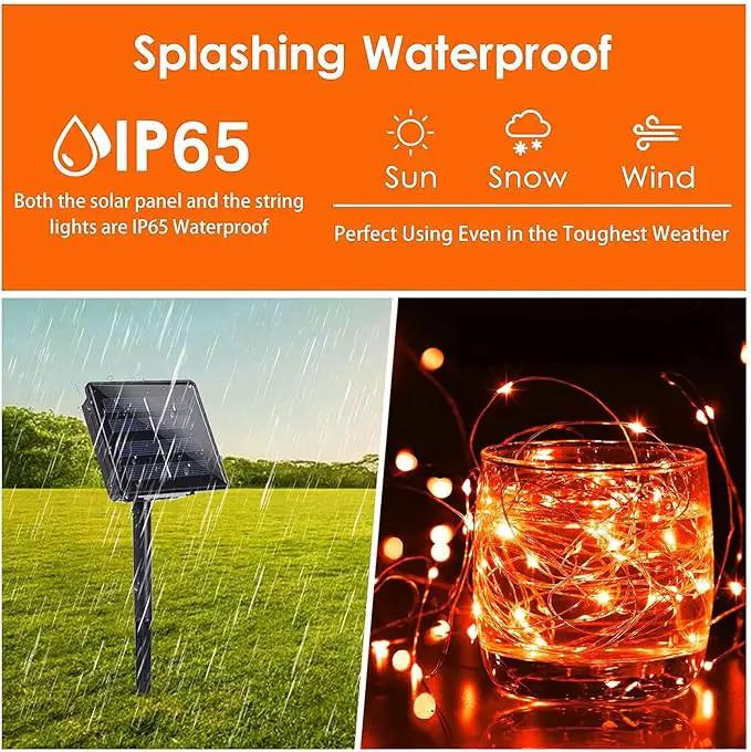 Solar String Lights Outdoor, 2-Pack Total 80FT 200 LED Solar Christmas Twinkle Lights Outside Waterproof Copper Wire 8 Modes Solar Fairy Lights for Garden Tree Party Birthday Christmas Decor(Orange) by GreenHaven Gardens
