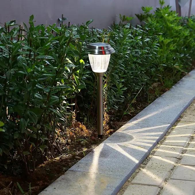 Solar LED Outdoor Lights 8-Pack Stainless Steel Pathway Landscape Lights for Outdoor Path Patio Yard Deck Driveway and Garden, (Silver) by GreenHaven Gardens