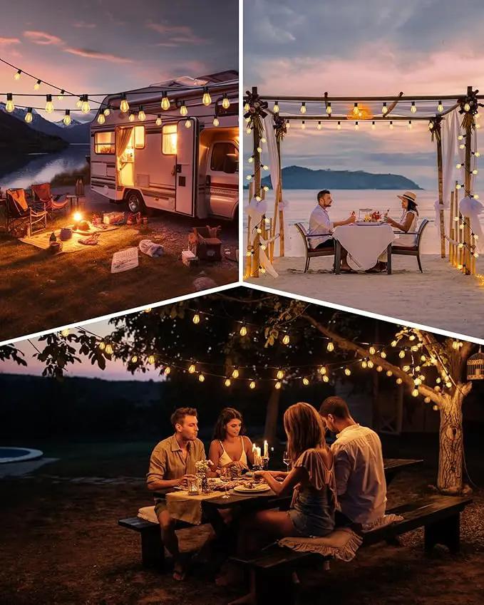 150FT Outdoor String Lights LED, 45+3 S14 Bulbs Shatterproof, IP54 Waterproof Dimmable for Large Outdoor Events, Resorts, Hotel Lighting - Commercial Grade Connectable by GreenHaven Gardens
