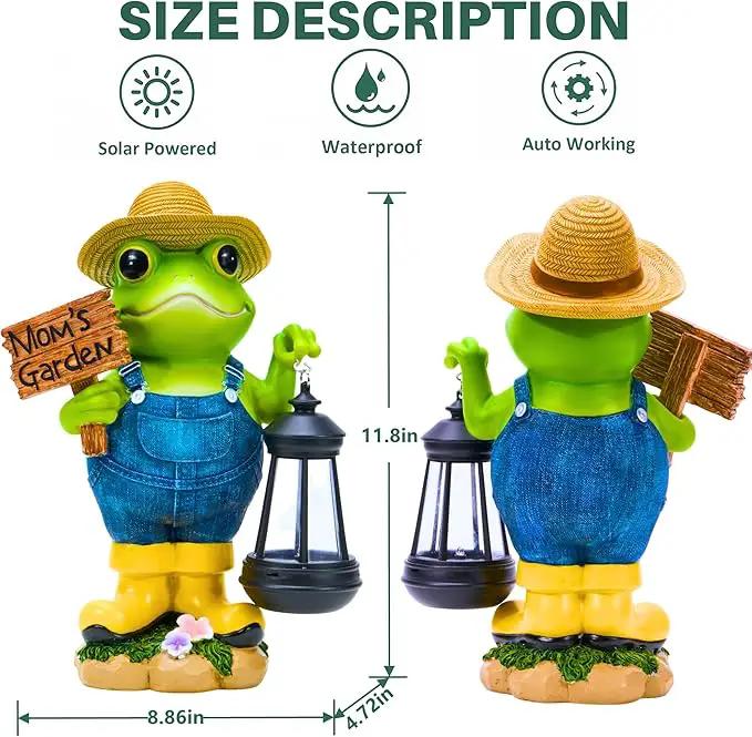 Frog Garden Decoration with Solar Lantern, Solar Frogs Statue Outdoor Decor Gift for Pathway Yard Lawn Patio - Frog Gift Sculptures for Women Mom Grandma, Mom's Garden by GreenHaven Gardens