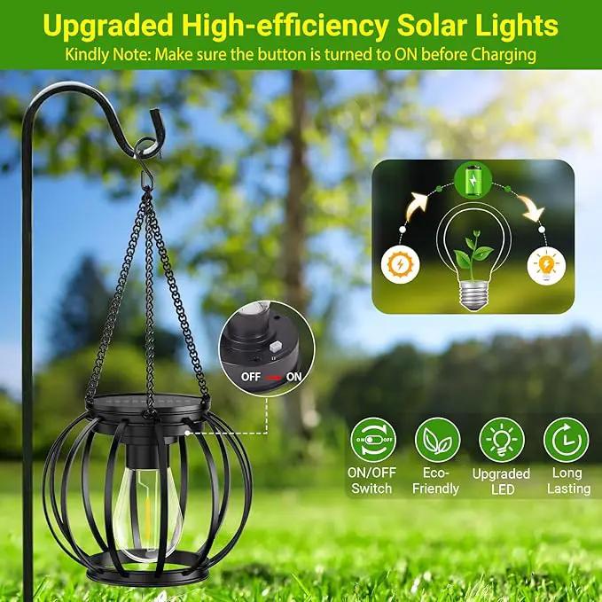 KOOPER Solar Lanterns Outdoor Lights, 4 Pack Upgraded Metal Solar Lantern Lights, Brighter Hanging Solar Lights Outdoor Waterproof, Auto On/Off Outdoor Solar Lights for Yard Garden Patio Pathway Decor by GreenHaven Gardens