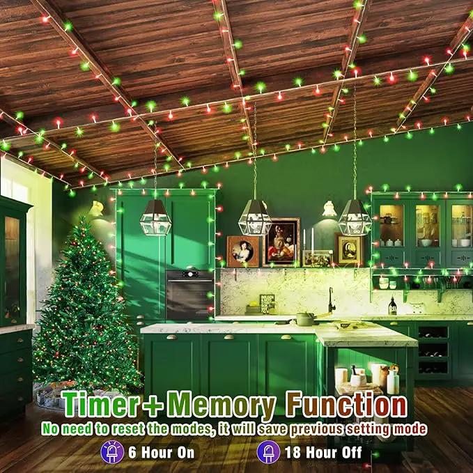100 LED Red and Green Lights Outdoor - 33ft Red Green String Lights Indoor Clear Wire 8 Modes Plug in Waterproof Twinkle Fairy Lights for Indoor Outside Bedroom Home Party Decorations by GreenHaven Gardens