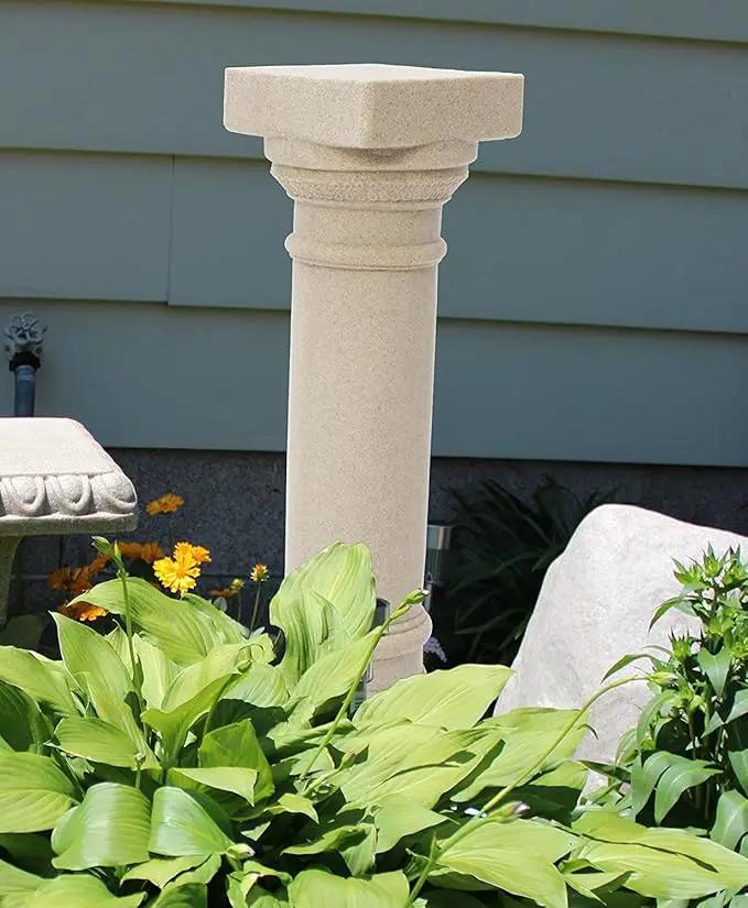 EMSCO Group 2300-1AZ Greek Column Statue – Natural Sandstone Appearance – Made of Resin – Lightweight – 32” Height by GreenHaven Gardens