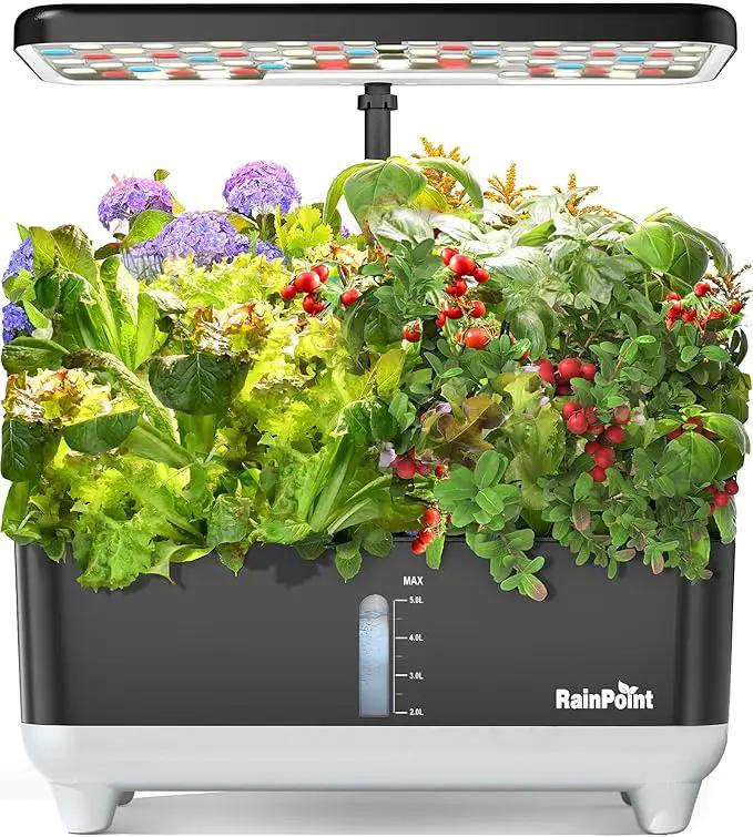 RAINPOINT Hydroponics Growing System Kit, Indoor Herb Garden Planter Kit with 13 Pods, 5L Inside Gardening System with LED Grow Light, Gardening Plant Gift for Women, Men, Children and Enthusiasts by GreenHaven Gardens