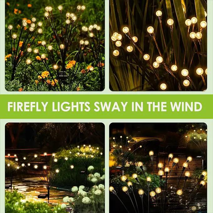 10 LED Solar Garden Lights, 6 Pack Solar Firefly Lights Outdoor Waterproof, Solar Crystal Ball Swaying Lights, Firefly Garden Lights Solar Outdoor (Warm White) by GreenHaven Gardens