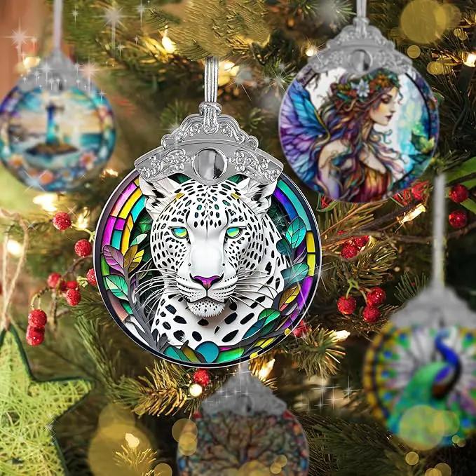 Stained Glass Suncatcher, Jocidea Leopard Ornament, Christmas Ornaments, Holidays Ornaments, Christmas Tree Decor, Leopard Decor for Home, Leopard Gifts by GreenHaven Gardens