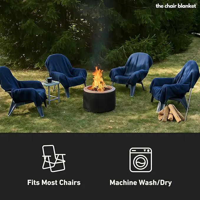 CITYBONFIRES The Chair Blanket™ Reversible Waterproof with Sherpa Lining – Portable Outdoor Cover for Camping, Sports & Patio – Folds into Carry Pouch with Strap - Navy by GreenHaven Gardens