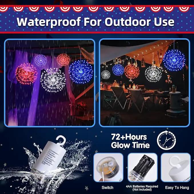 3 Pack 4th of July Lights Decorations 480 LED Remote&Time 8 Light Mode Red White and Blue Firework Lights Battery Operated, American Flag Patriotic Memorial Day Independence Day Outdoor Decor by GreenHaven Gardens